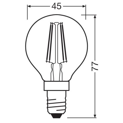 Bombilla LED FILAMENT P40 E14/4W/230V 2700K - Osram