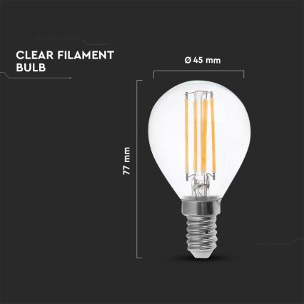 Bombilla LED FILAMENT P45 E14/4W/230V 4000K