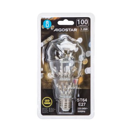 Bombilla LED FILAMENT ST64 E27/1,8W/230V 1800K - Aigostar