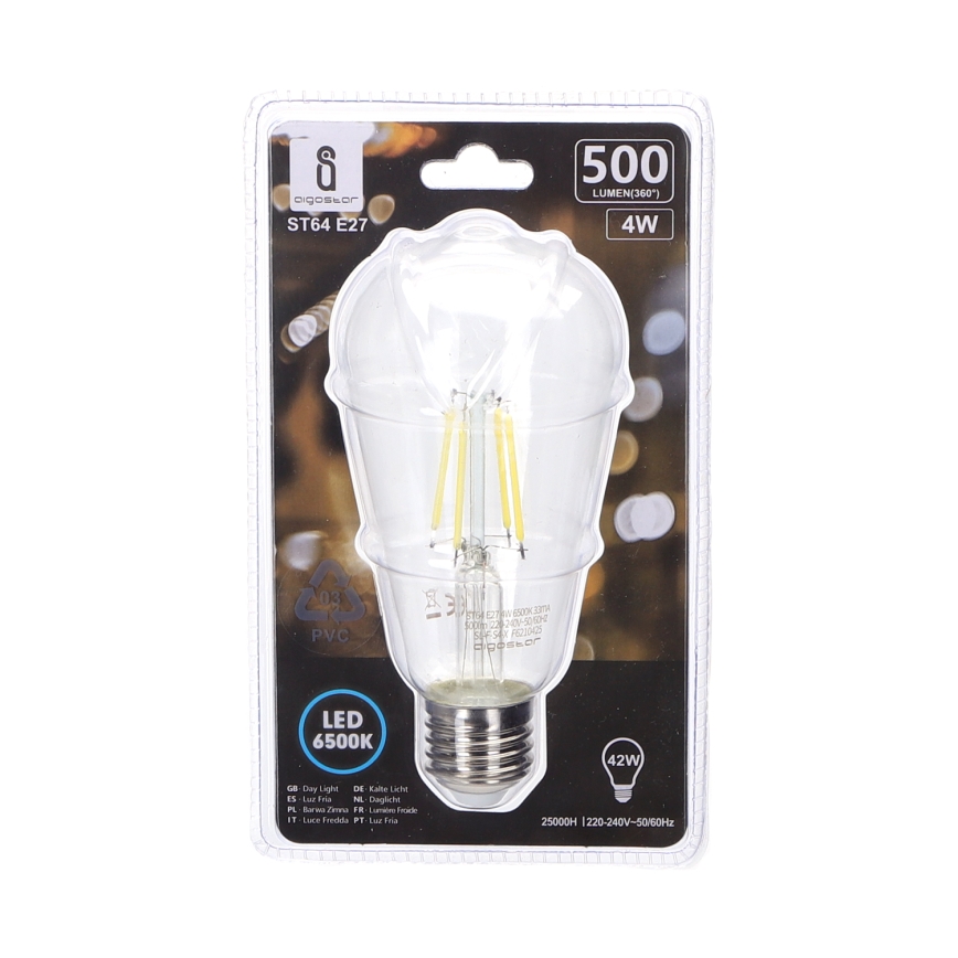 Bombilla LED FILAMENT ST64 E27/4W/230V 6500K - Aigostar