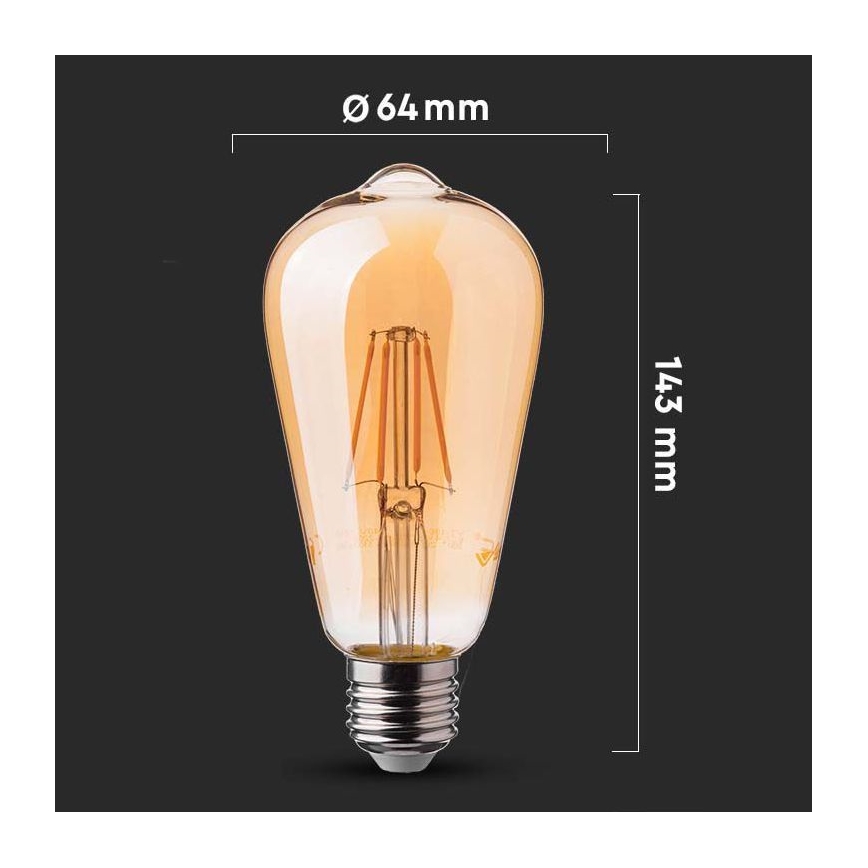 Bombilla LED FILAMENT ST64 E27/6W/230V 2200K