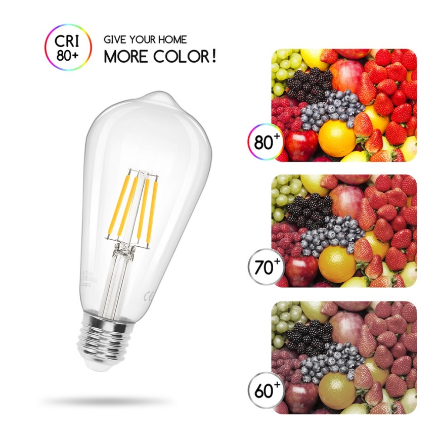 Bombilla LED FILAMENT ST64 E27/6W/230V 2700K - Aigostar