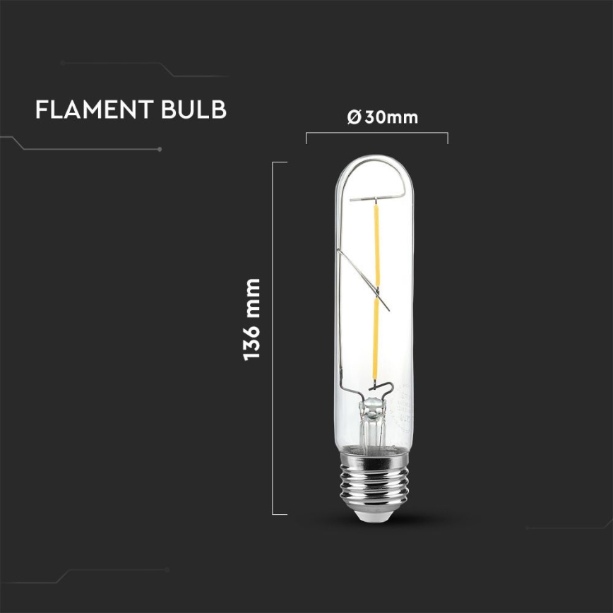 Bombilla LED FILAMENT T30 E27/2W/230V 3000K