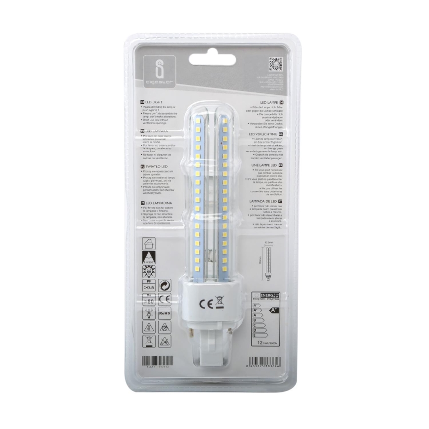 Bombilla LED G24D-3/12W/230V 6500K - Aigostar