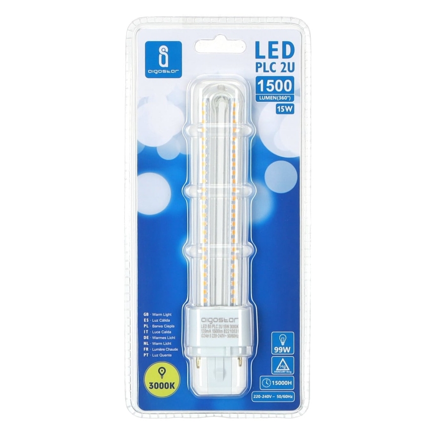 Bombilla LED G24D-3/15W/230V 3000K - Aigostar
