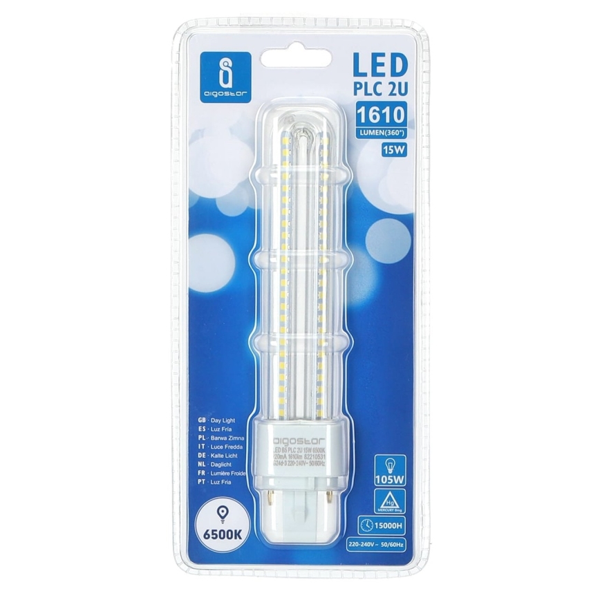 Bombilla LED G24D-3/15W/230V 6500K - Aigostar