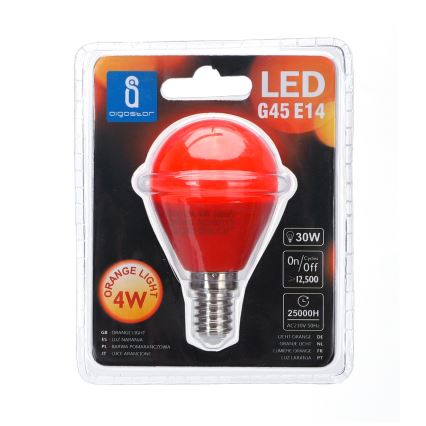 Bombilla LED G45 E14/4W/230V naranja - Aigostar