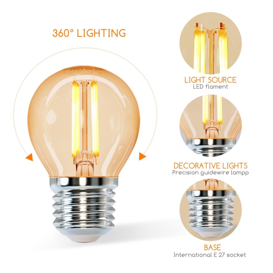 Bombilla LED G45 E27/4W/230V 2200K - Aigostar
