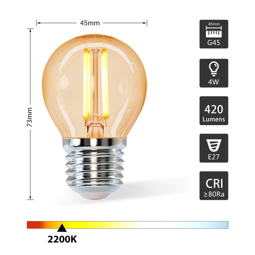 Bombilla LED G45 E27/4W/230V 2200K - Aigostar