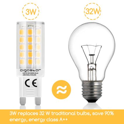 Bombilla LED G9/3W/230V 3000K - Aigostar