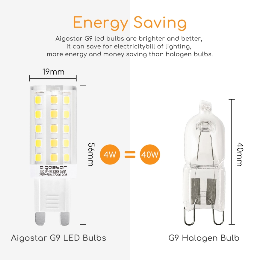 Bombilla LED G9/4W/230V 3000K - Aigostar