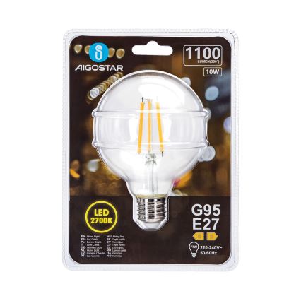 Bombilla LED G95 E27/10W/230V 2700K - Aigostar
