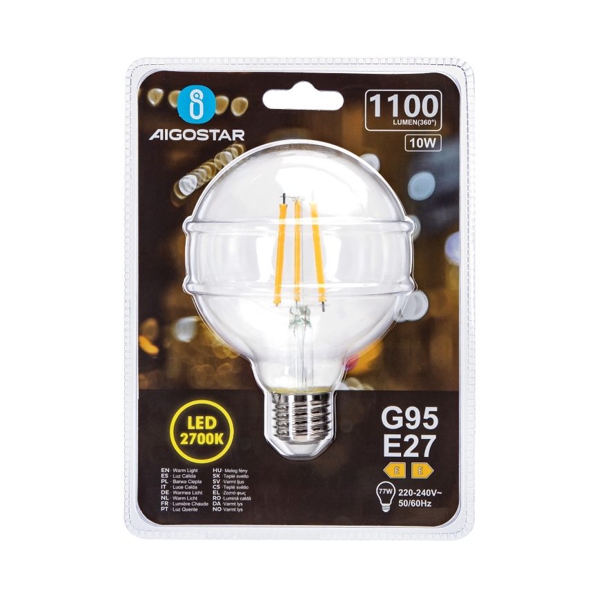 Bombilla LED G95 E27/10W/230V 2700K - Aigostar