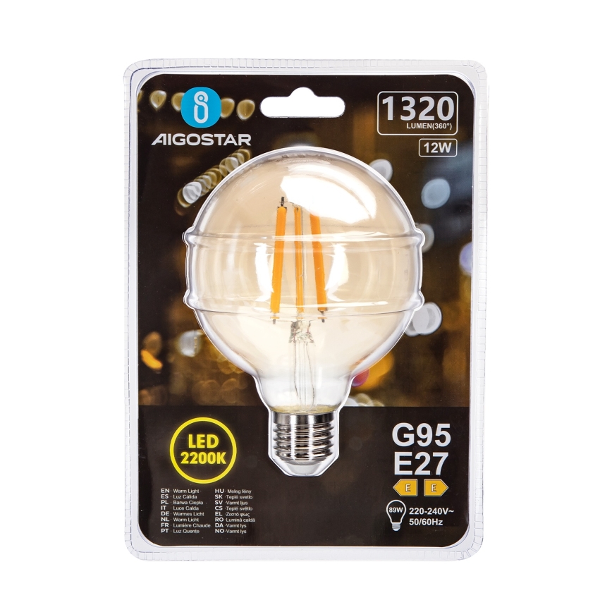 Bombilla LED G95 E27/12W/230V 2200K - Aigostar