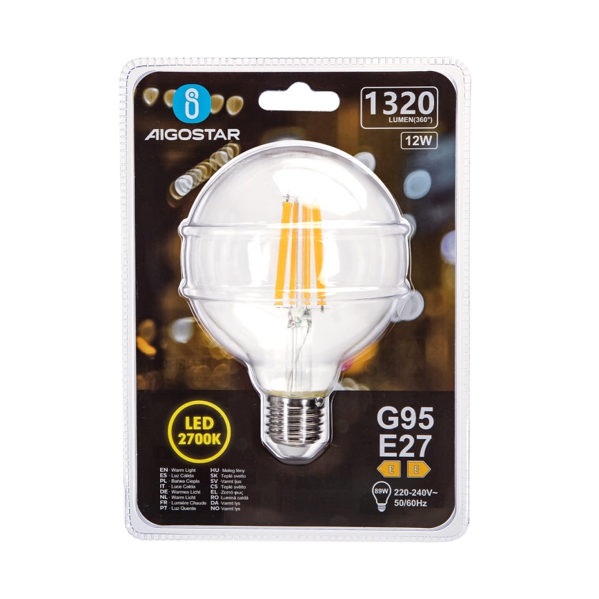 Bombilla LED G95 E27/12W/230V 2700K - Aigostar