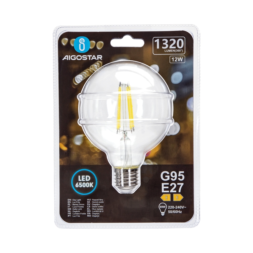 Bombilla LED G95 E27/12W/230V 6500K - Aigostar