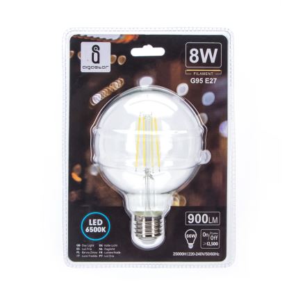 Bombilla LED G95 E27/8W/230V 6500K - Aigostar