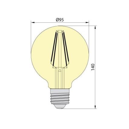 Bombilla LED LEDSTAR AMBER G95 E27/8W/230V 2200K