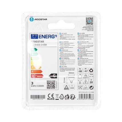 Bombilla LED MR16 GU5,3/3W/12V 6500K - Aigostar