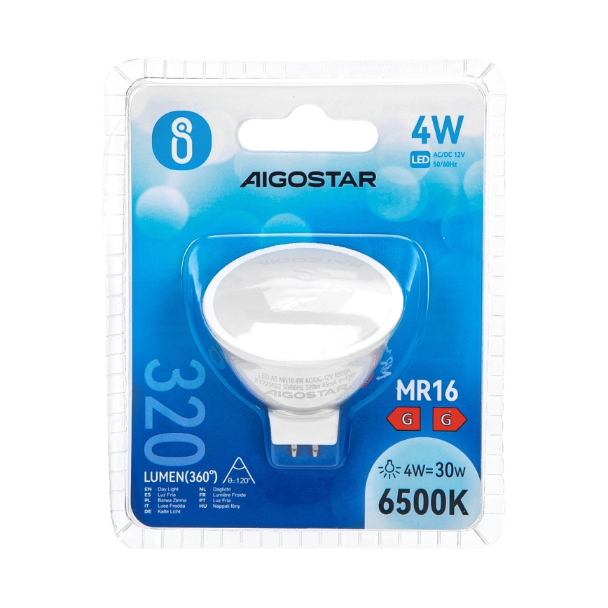 Bombilla LED MR16 GU5,3/4W/12V 6500K - Aigostar
