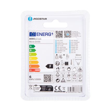 Bombilla LED MR16 GU5,3/6W/12V 4000K - Aigostar