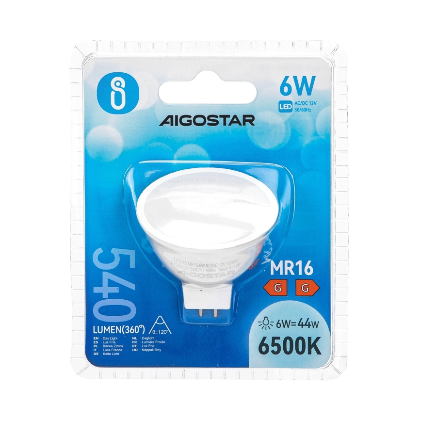 Bombilla LED MR16 GU5,3/6W/12V 6500K - Aigostar