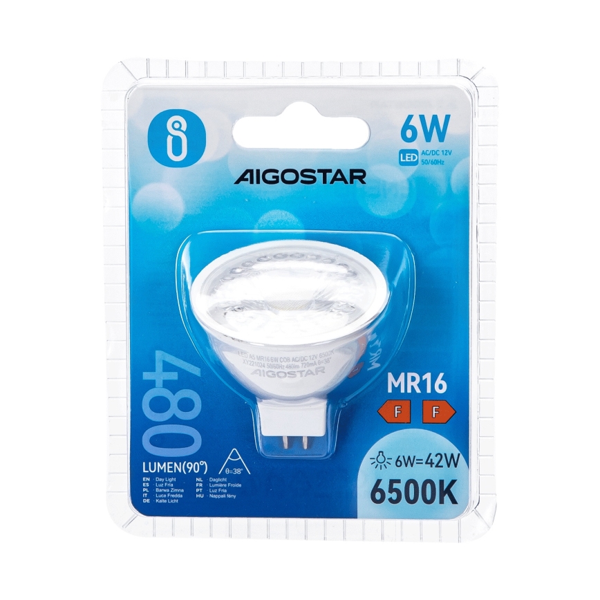 Bombilla LED MR16 GU5,3/6W/12V 6500K - Aigostar