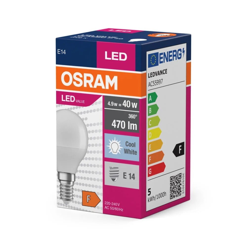 Bombilla LED P40 E14/4,9W/230V 4000K - Osram