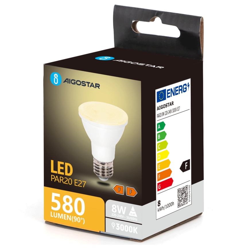 Bombilla LED PAR20 E27/8W/230V 3000K - Aigostar