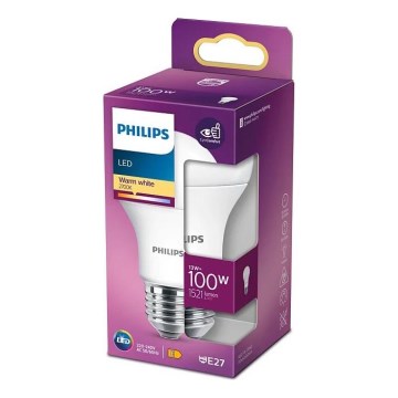 Bombilla LED Philips A60 E27/13W/230V 2700K