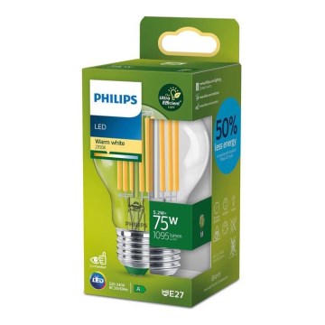 Bombilla LED Philips A60 E27/5,2W/230V 2700K