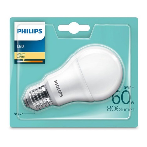 Bombilla LED Philips A60 E27/9W/230V 4000K