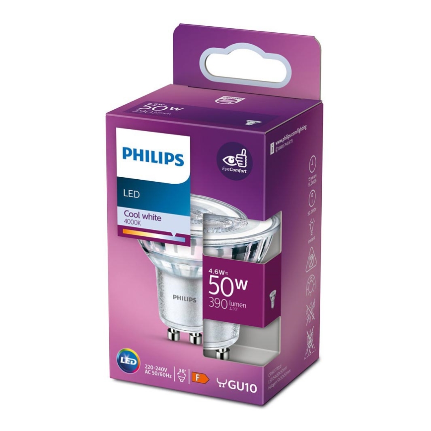 Bombilla LED Philips GU10/4,6W/230V 4000K