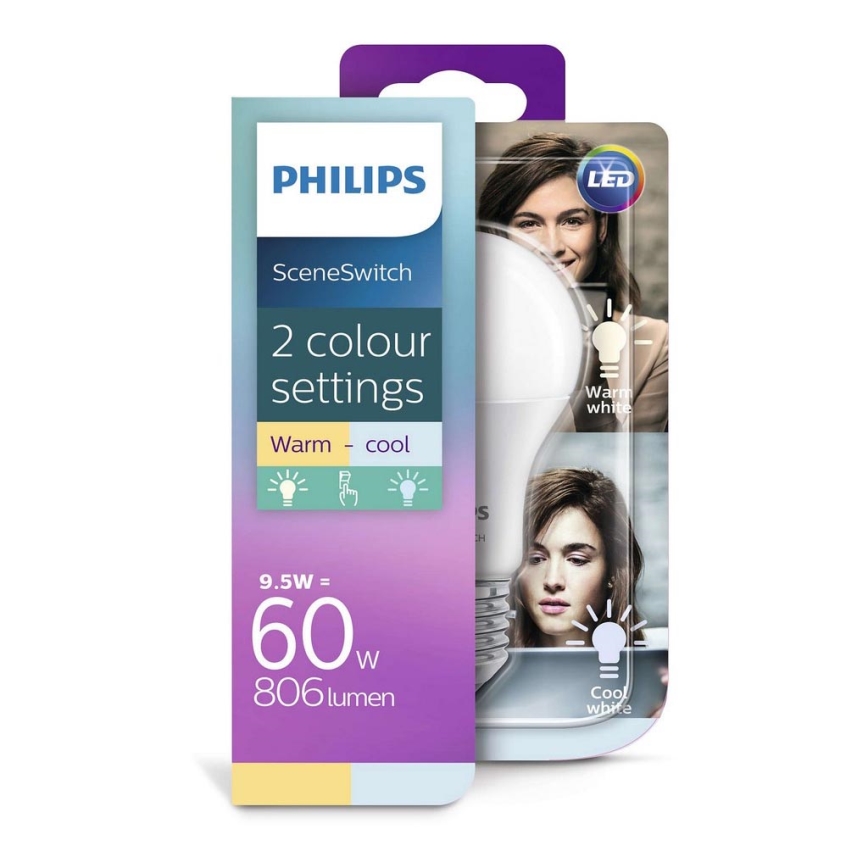 Bombilla LED Philips SCENE SWITCH E27/9,5W/230V 2700K/4000K