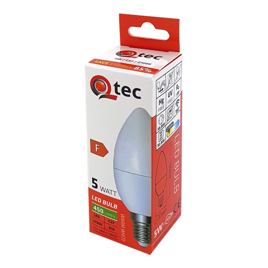 Bombilla LED Qtec C35 E14/5W/230V 2700K