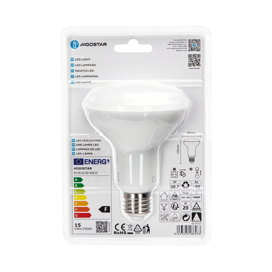Bombilla LED R90 E27/15W/230V 3000K - Aigostar