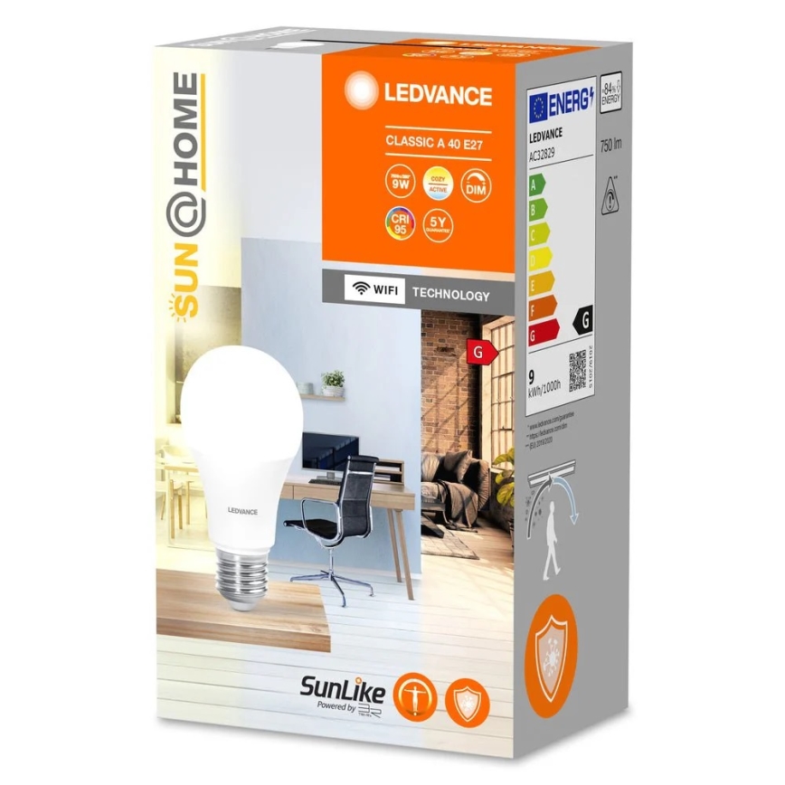 Bombilla LED regulable antibacteriana A40 E27/9W/230V Wi-Fi - Ledvance