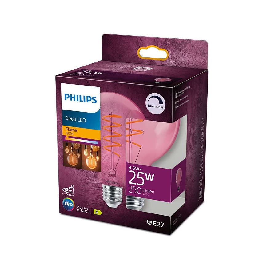 Bombilla LED regulable DECO Philips G93 E27/4,5W/230V 1800K