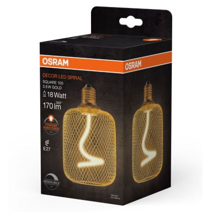 Bombilla LED regulable DECOR FILAMENT E27/3,5W/230V 1800K dorado - Osram
