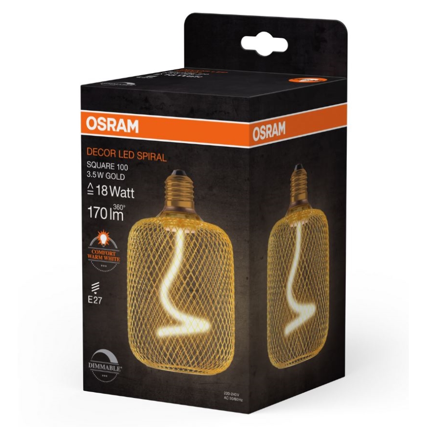 Bombilla LED regulable DECOR FILAMENT E27/3,5W/230V 1800K dorado - Osram