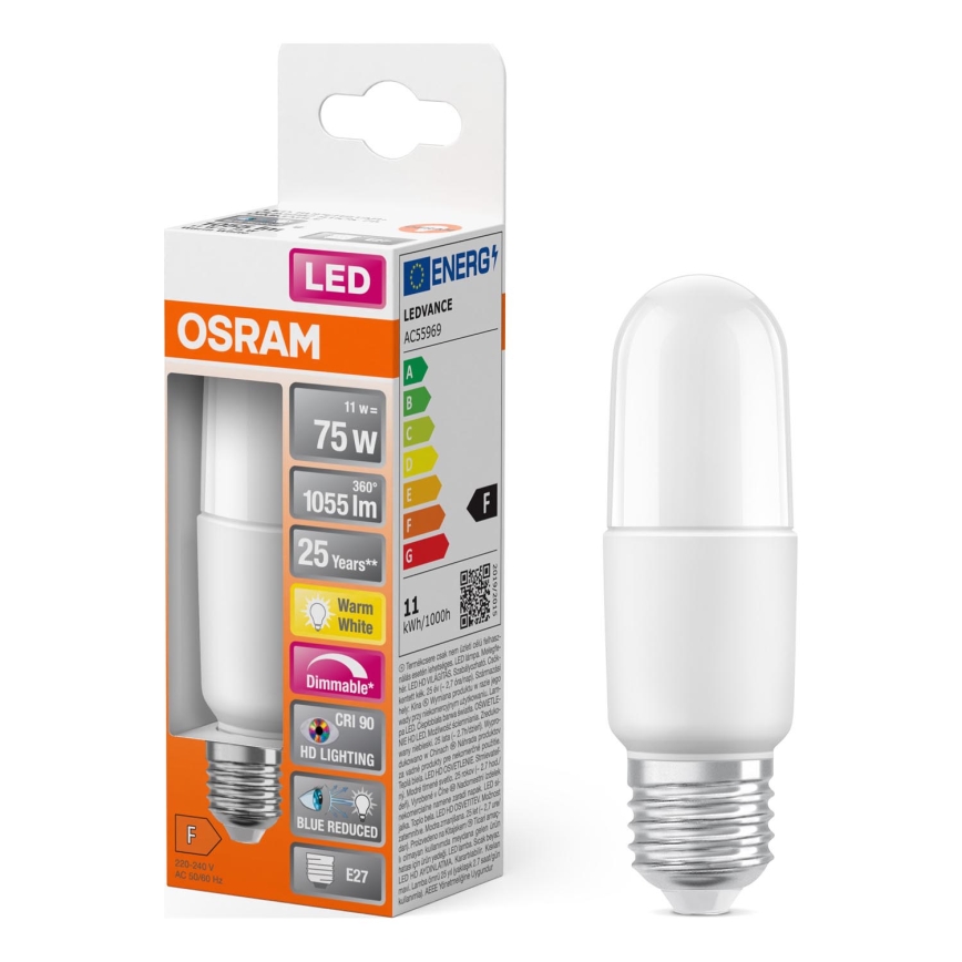 Bombilla LED regulable E27/11W/230V 2700K CRI 90 - Osram
