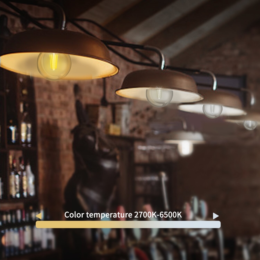 Bombilla LED regulable FILAMENT G45 E14/4,5W/230V 2700-6500K Wi-Fi - Aigostar