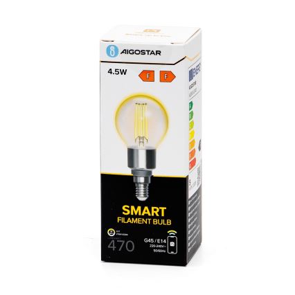 Bombilla LED regulable FILAMENT G45 E14/4,5W/230V 2700-6500K Wi-Fi - Aigostar