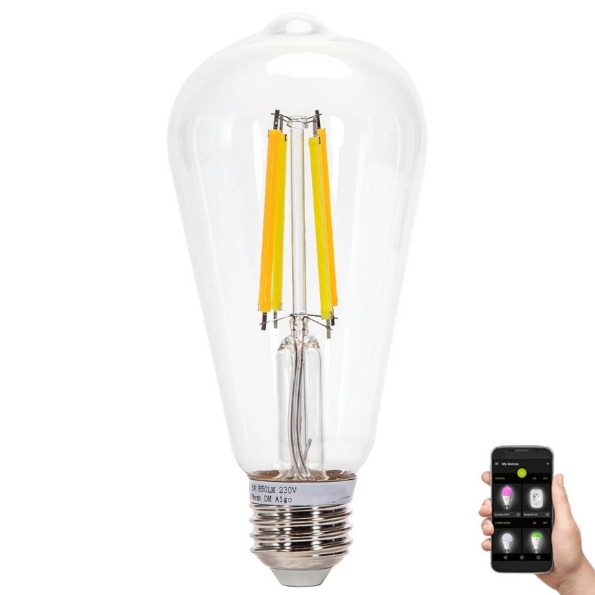 Bombilla LED regulable FILAMENT MESH Inteligente ST64 E27/6W/230V 2700-6500K - Aigostar