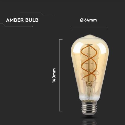 Bombilla LED regulable FILAMENT ST64 E27/4,8W/230V 1800K