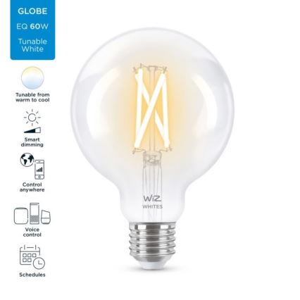 Bombilla LED regulable FILAMENT G95 E27/6,7W/230V 2700-6500K CRI 90 Wi-Fi - WiZ