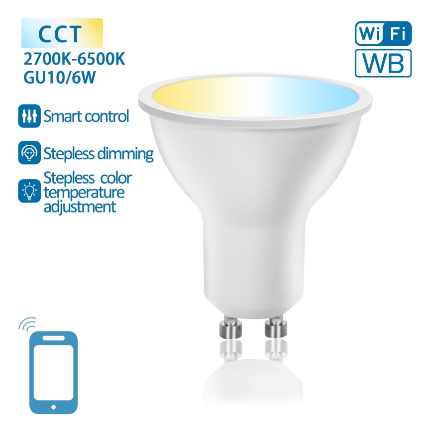 Bombilla LED regulable GU10/6W/230V 2700-6500K Wi-Fi - Aigostar