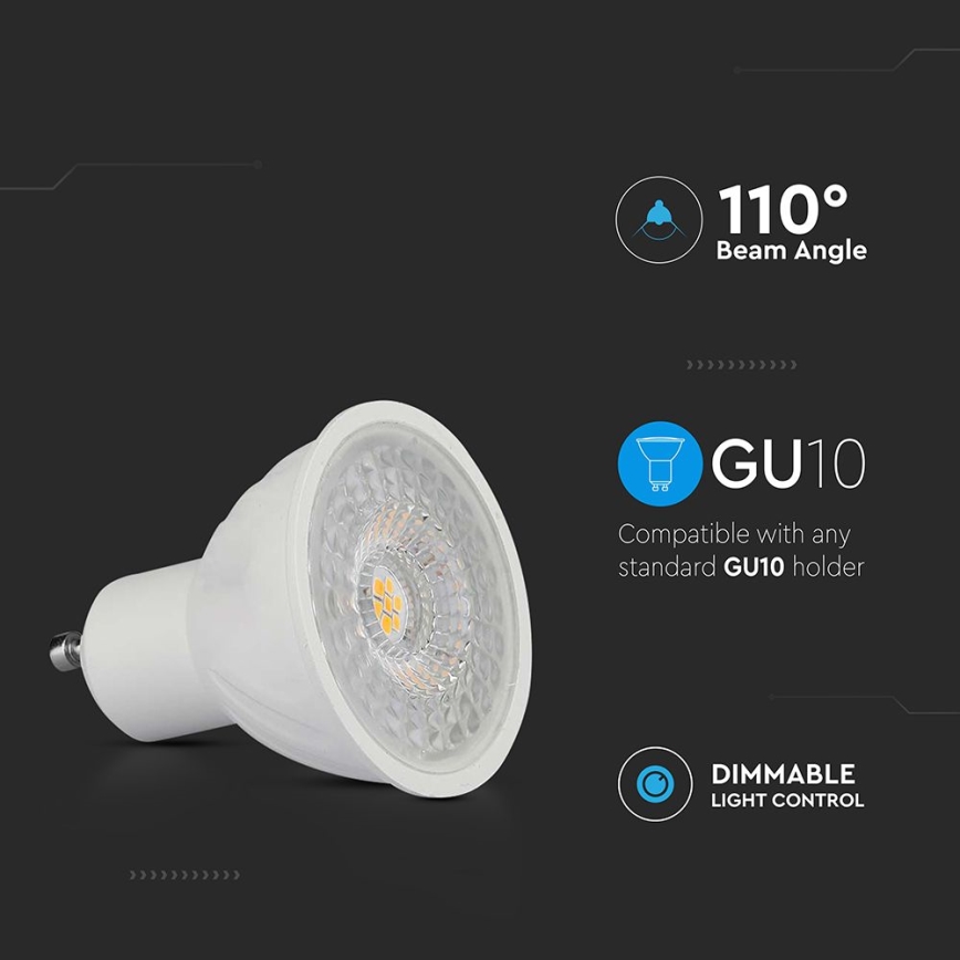 Bombilla LED regulable GU10/6W/230V 3000K 110°