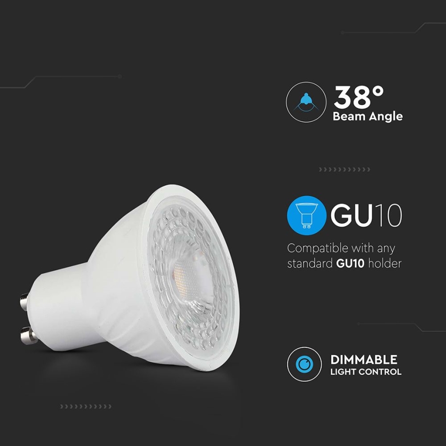 Bombilla LED regulable GU10/6W/230V 6500K 38°