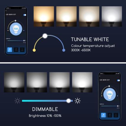 Bombilla LED regulable GU10/7W/230V 3000-6500K Wi-Fi - Aigostar
